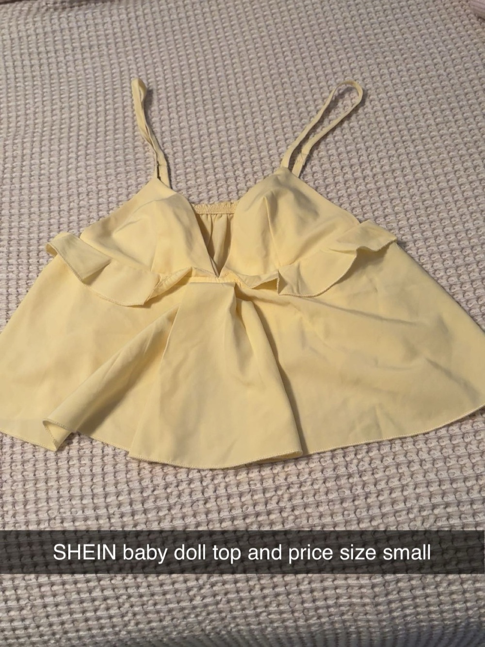 SHEIN Soft Yellow Ruffle Baby Doll Cami Top